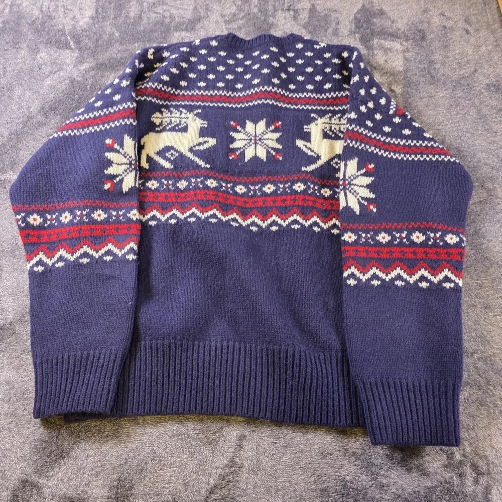 Polo Ralph Lauren Wool Reindeer Fair Isle Sweater Mens XXL Blue Patriotic Shield